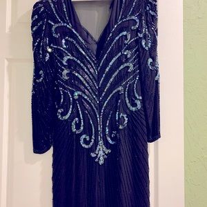Black sequined 80s cocktail dress